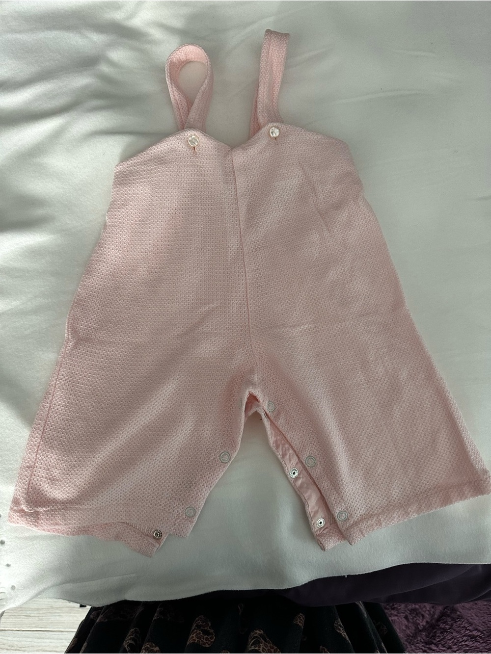 Vintage Pink Knit Kids Romper Overalls